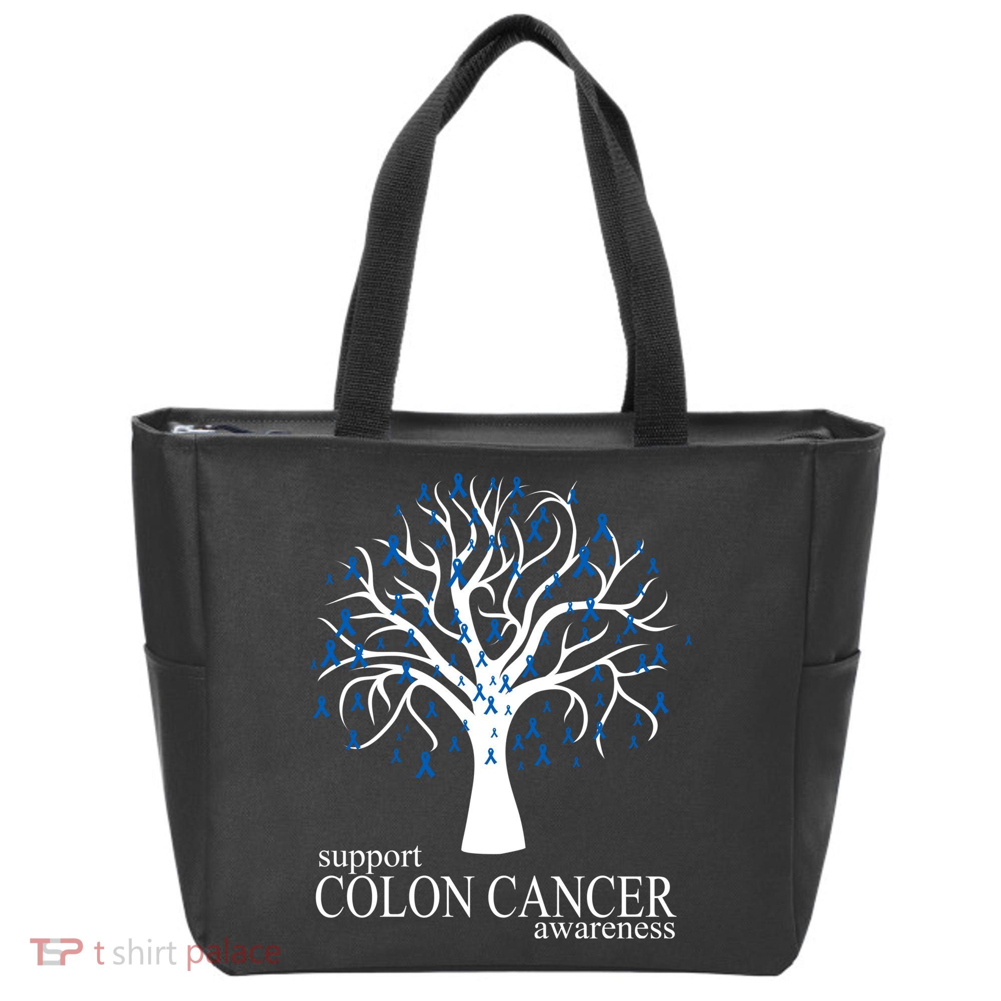 Support Colon Cancer Awareness Ribbon Tree Tote Bag