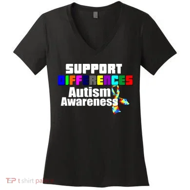 Support Differences Autism Awareness Women's V-Neck T-Shirt