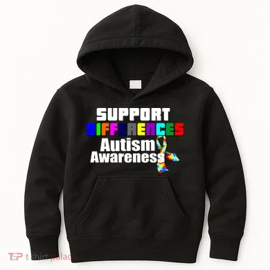Support Differences Autism Awareness Kids Hoodie