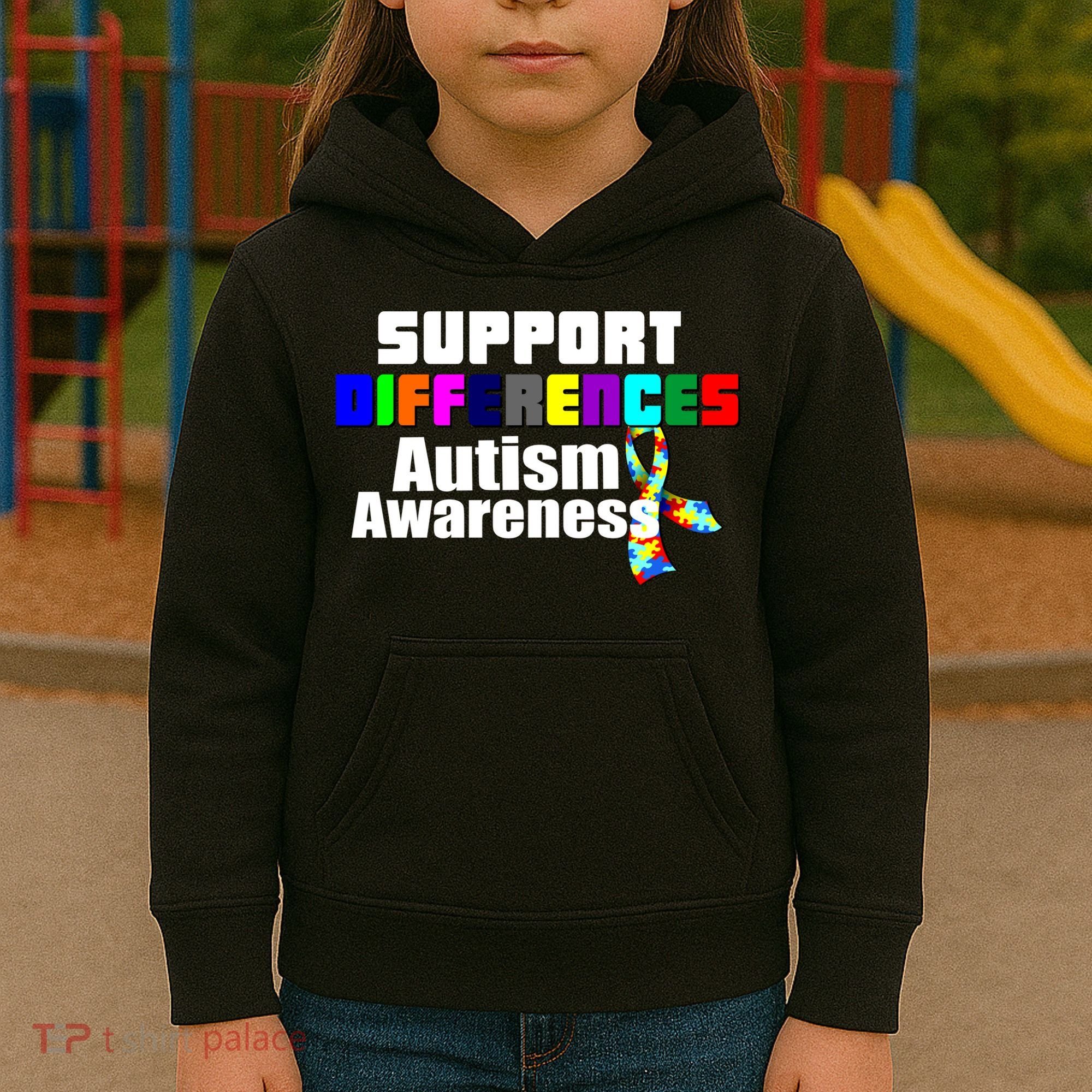 Support Differences Autism Awareness Kids Hoodie