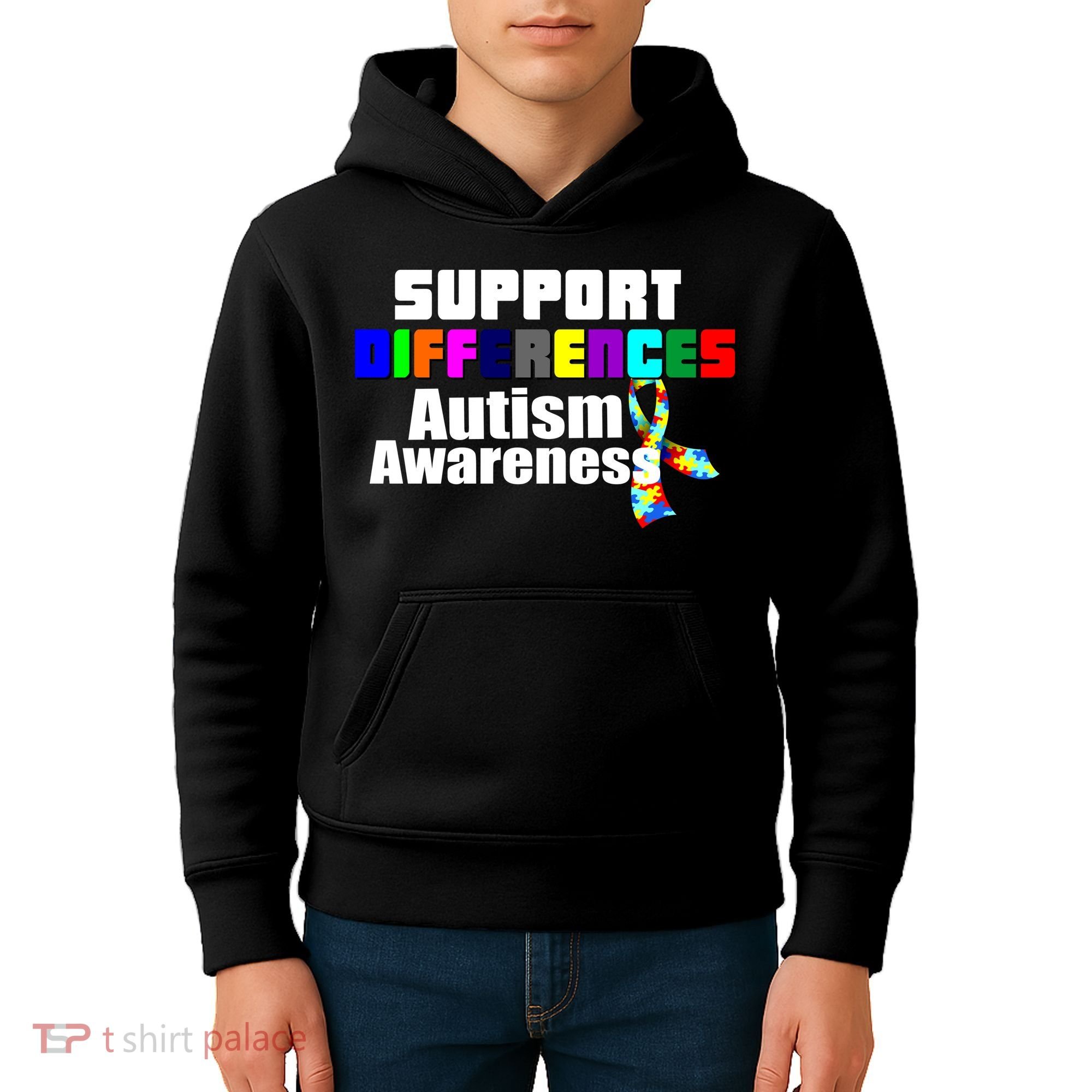 Support Differences Autism Awareness Kids Hoodie