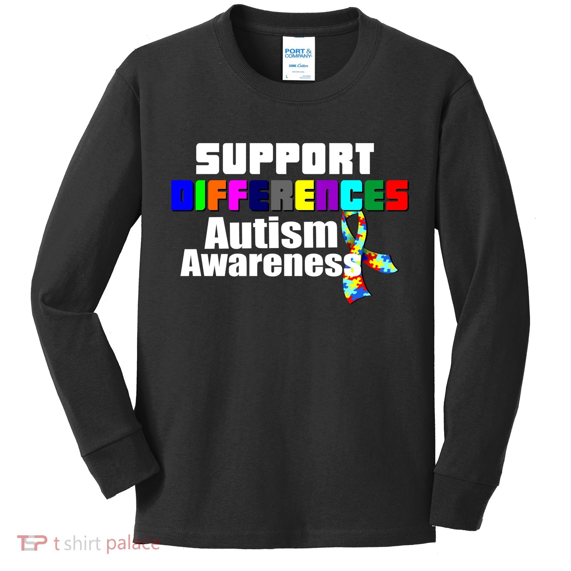 Support Differences Autism Awareness Kids Long Sleeve Shirt