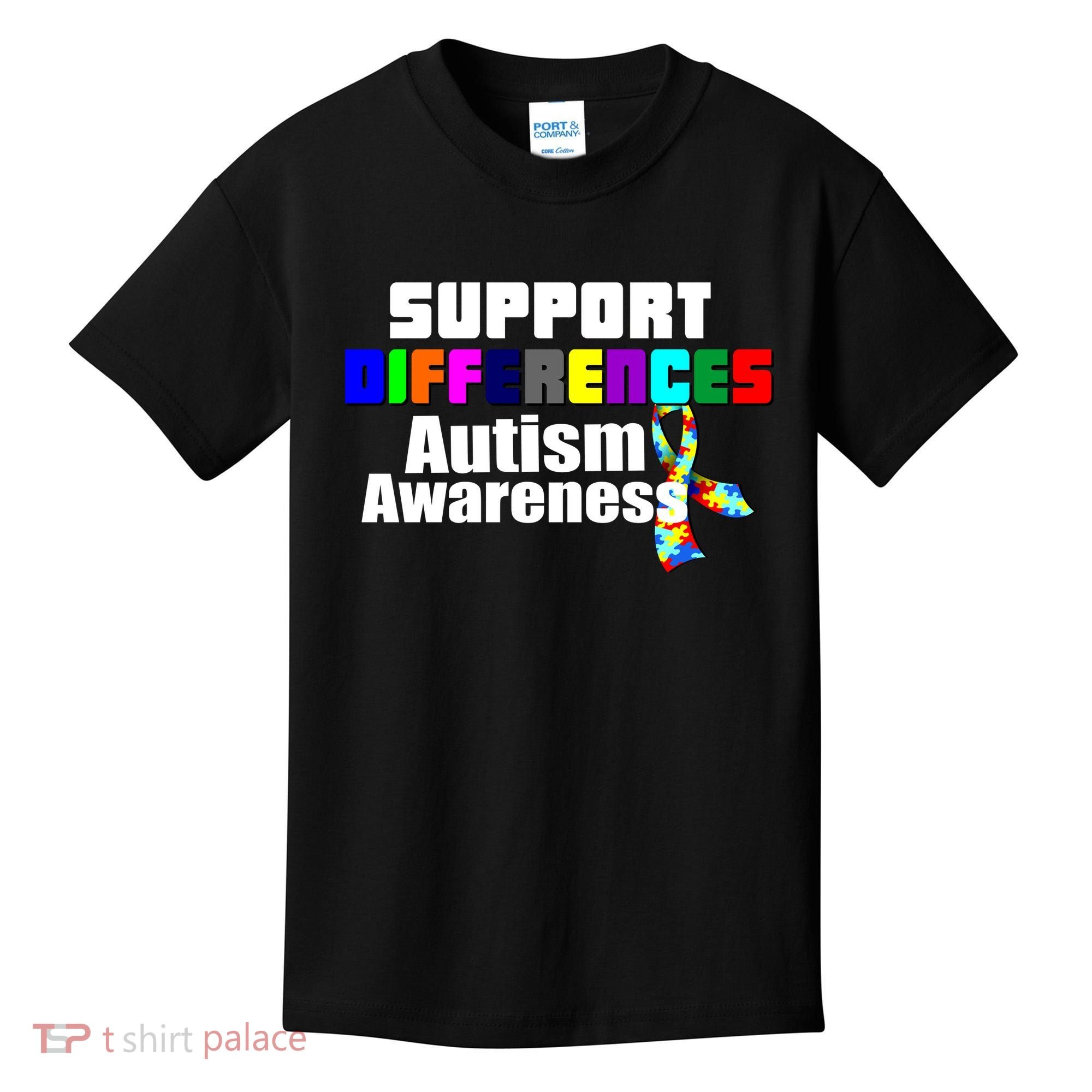 Support Differences Autism Awareness Kids T-Shirt