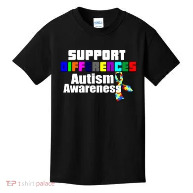 Support Differences Autism Awareness Kids T-Shirt
