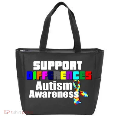 Support Differences Autism Awareness Tote Bag