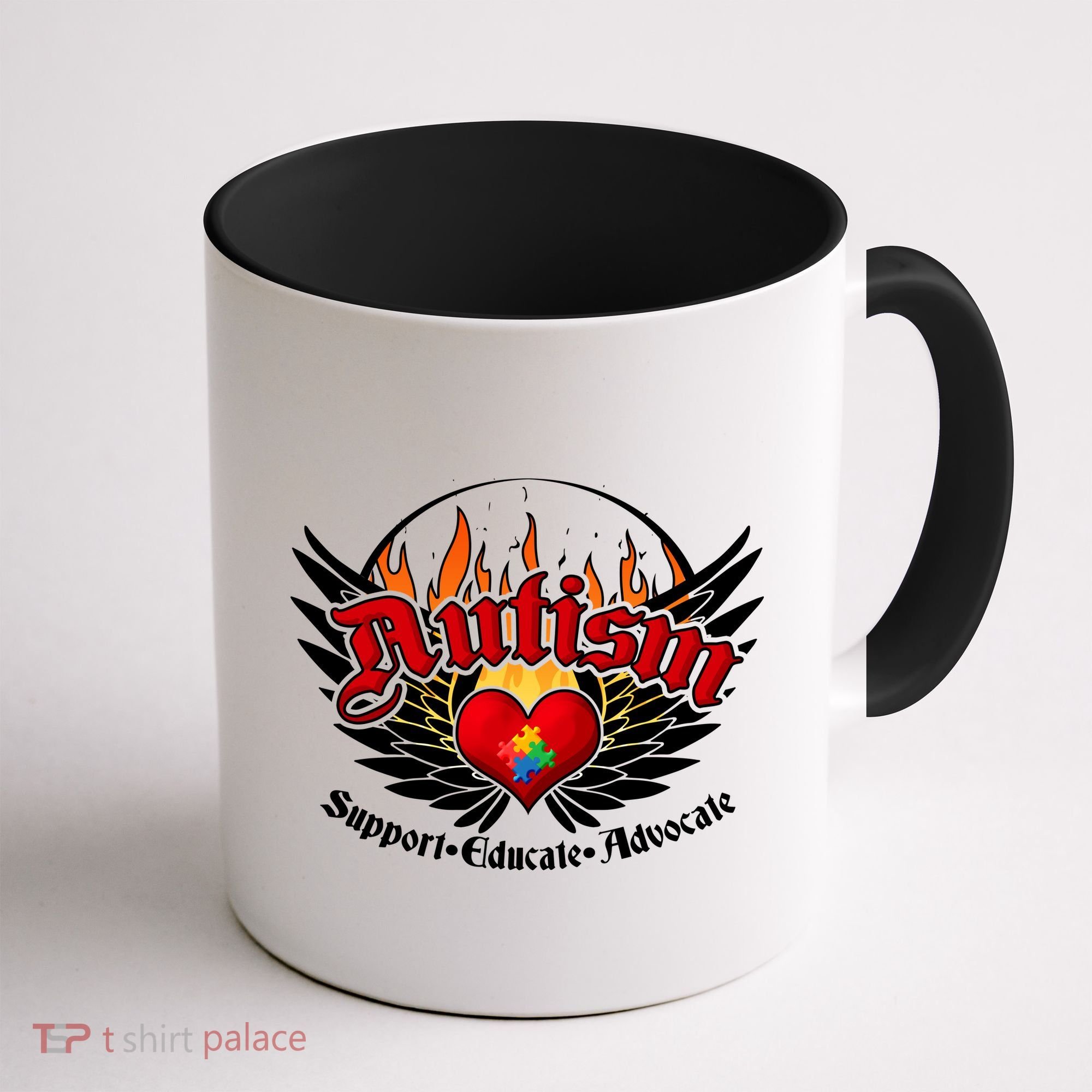 Support Educate Advocate - Autism Flames Coffee Mug