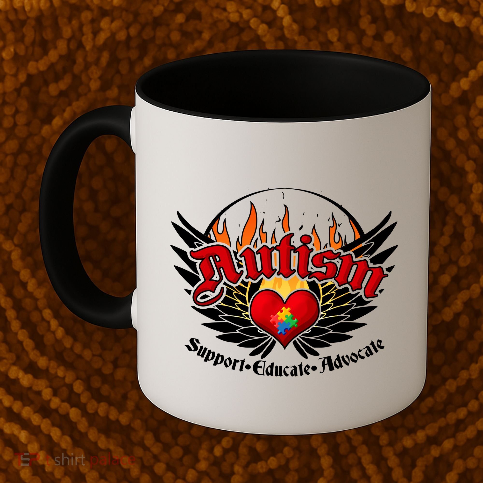 Support Educate Advocate - Autism Flames Coffee Mug