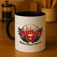 Support Educate Advocate - Autism Flames Coffee Mug thumb 4