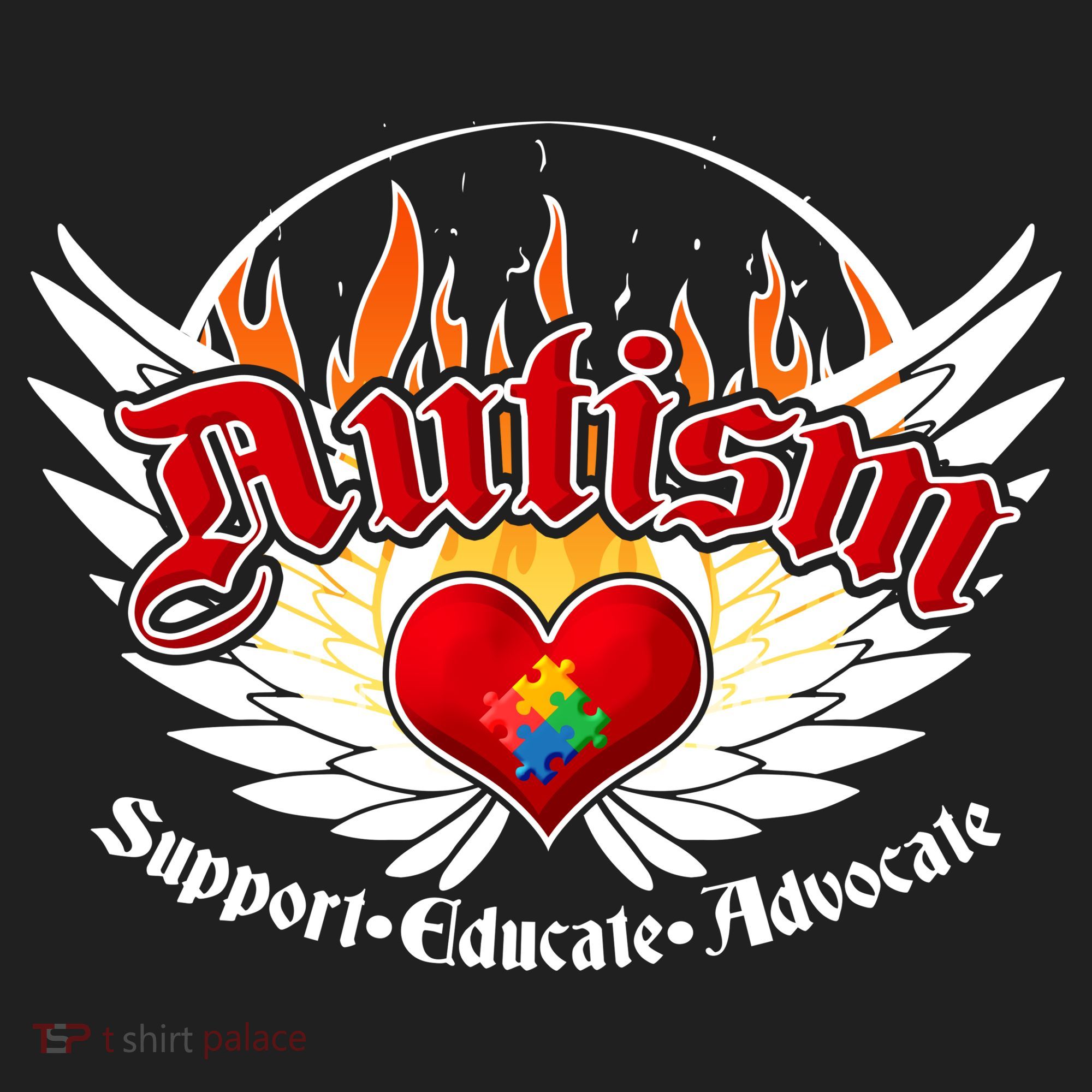 Support Educate Advocate - Autism Flames Tumbler