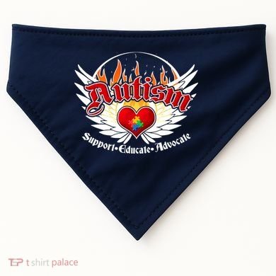 Support Educate Advocate - Autism Flames USA-Made Doggie Bandana