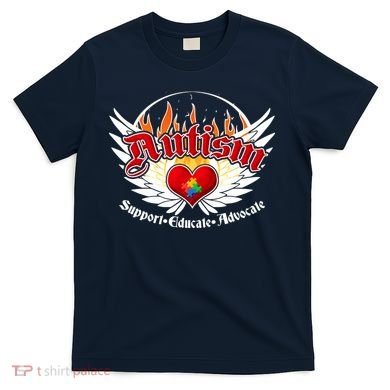 Support Educate Advocate - Autism Flames T-Shirt