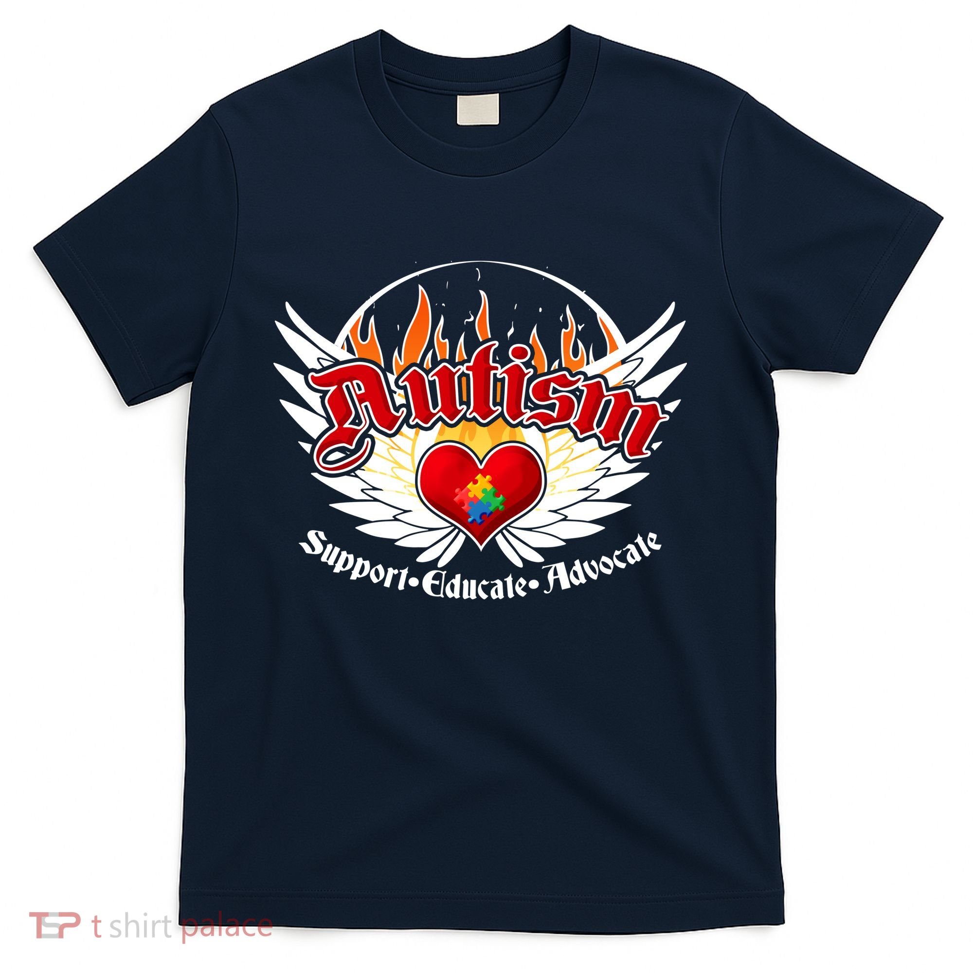 Support Educate Advocate - Autism Flames T-Shirt