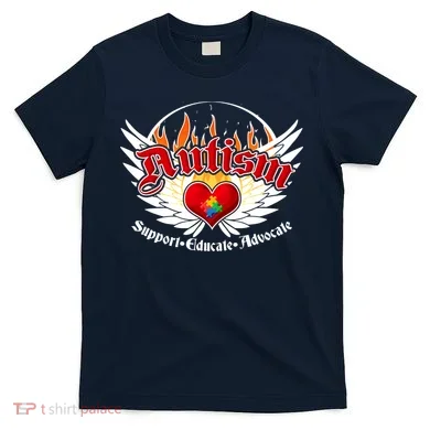 Support Educate Advocate - Autism Flames T-Shirt
