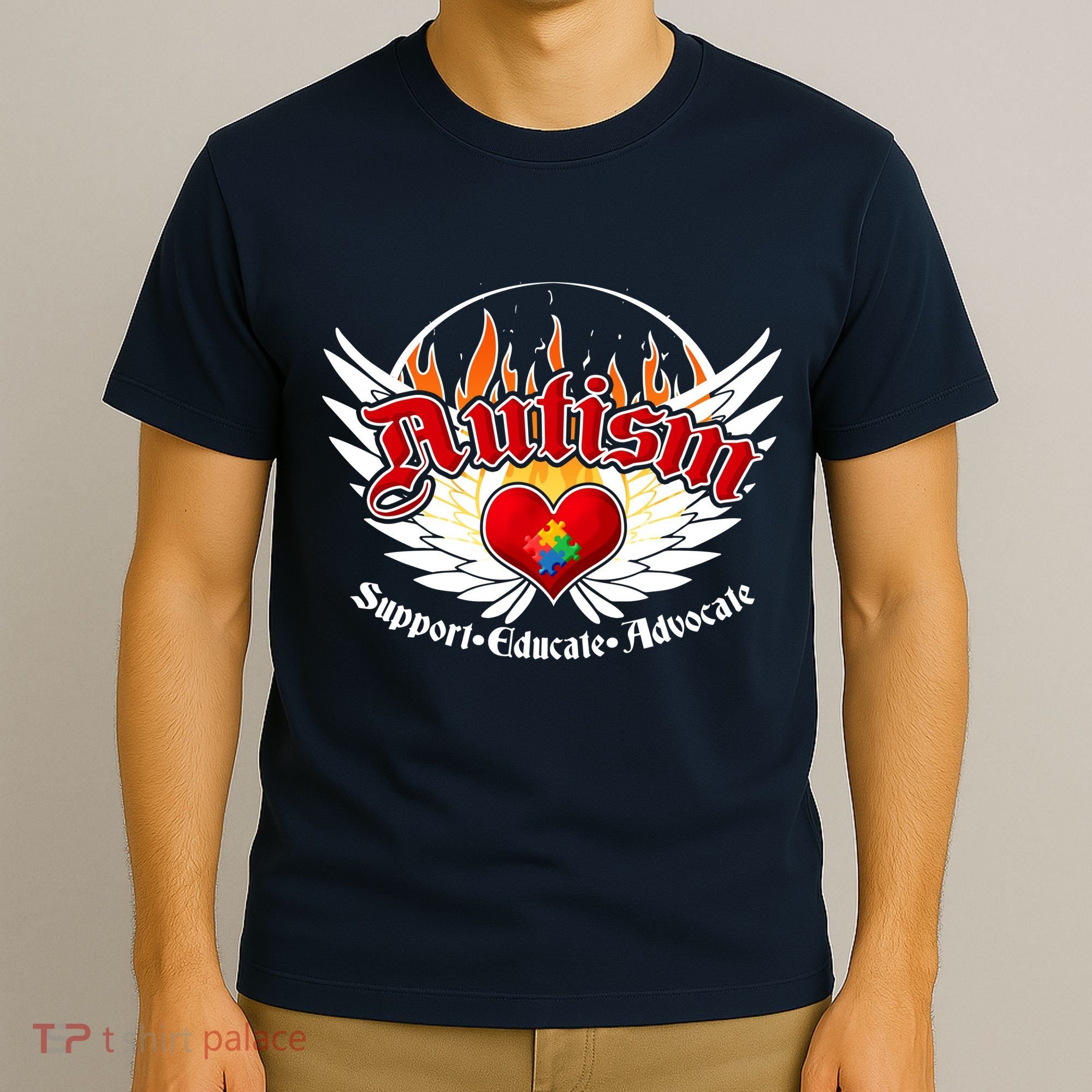 Support Educate Advocate - Autism Flames T-Shirt