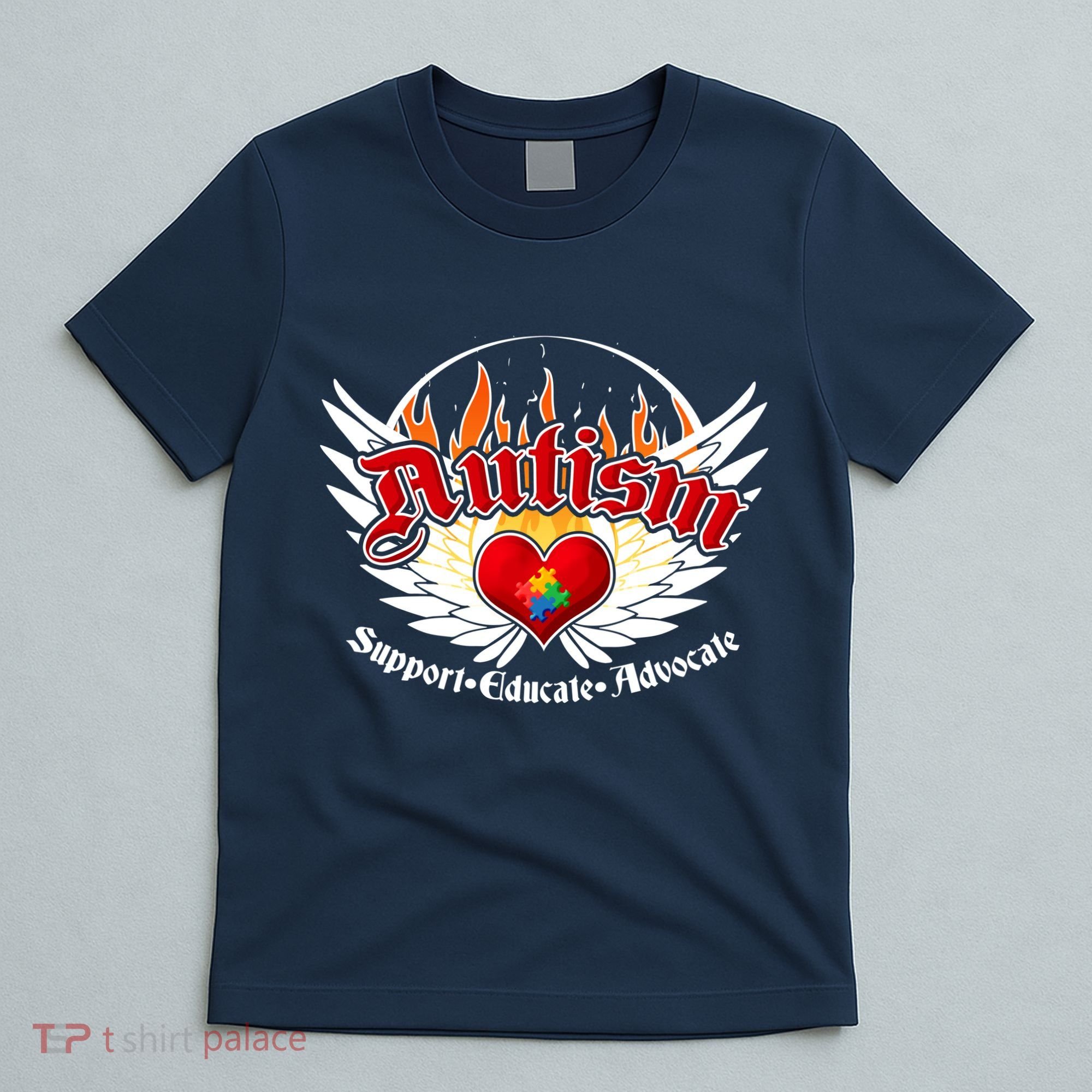 Support Educate Advocate - Autism Flames T-Shirt