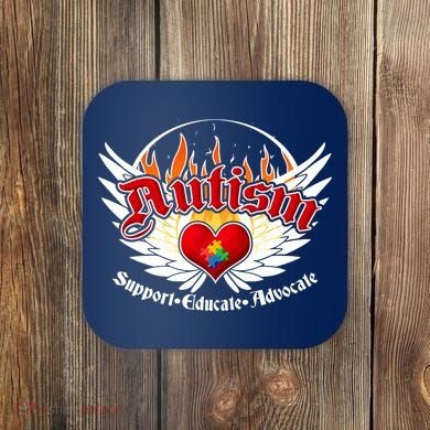 Support Educate Advocate - Autism Flames Coaster