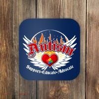 Support Educate Advocate - Autism Flames Coaster thumb 0