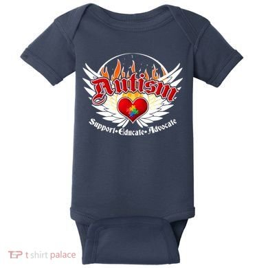 Support Educate Advocate - Autism Flames Baby Bodysuit