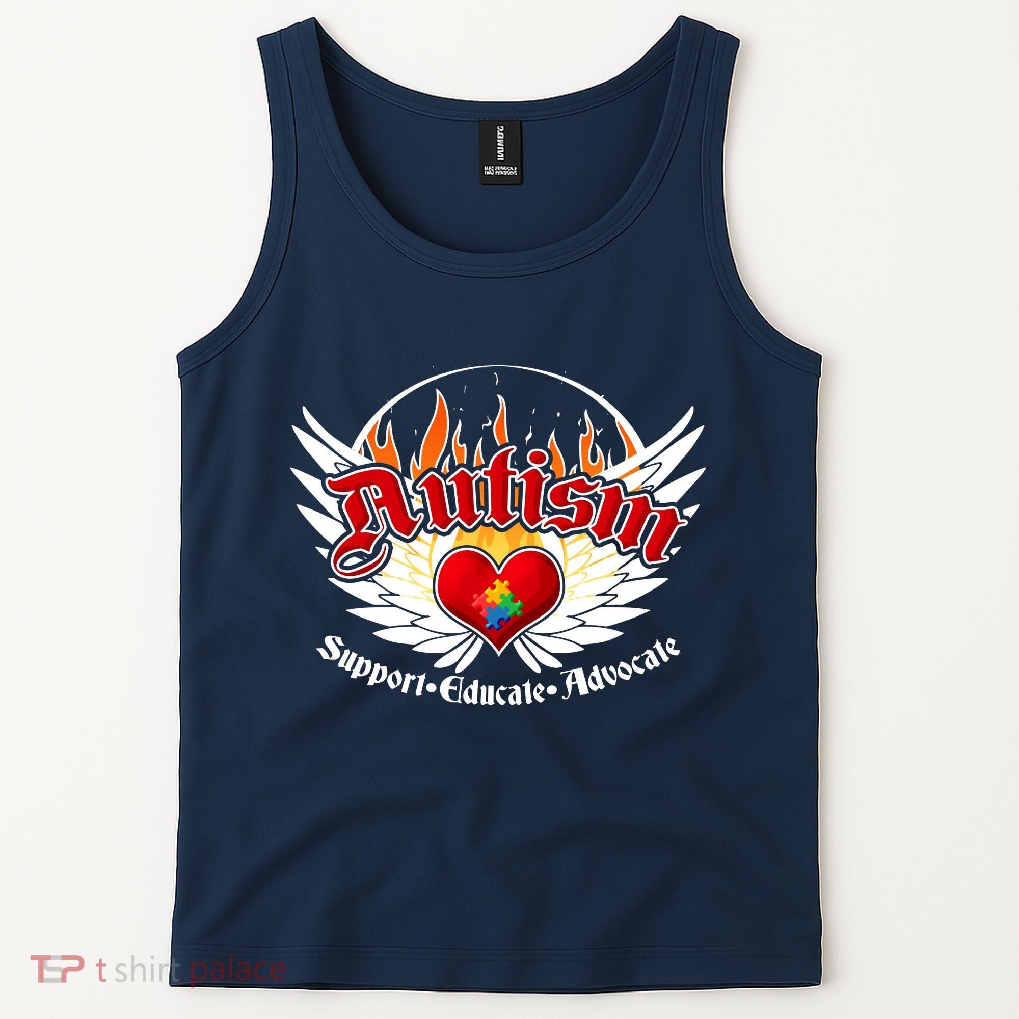 Support Educate Advocate - Autism Flames Tank Top