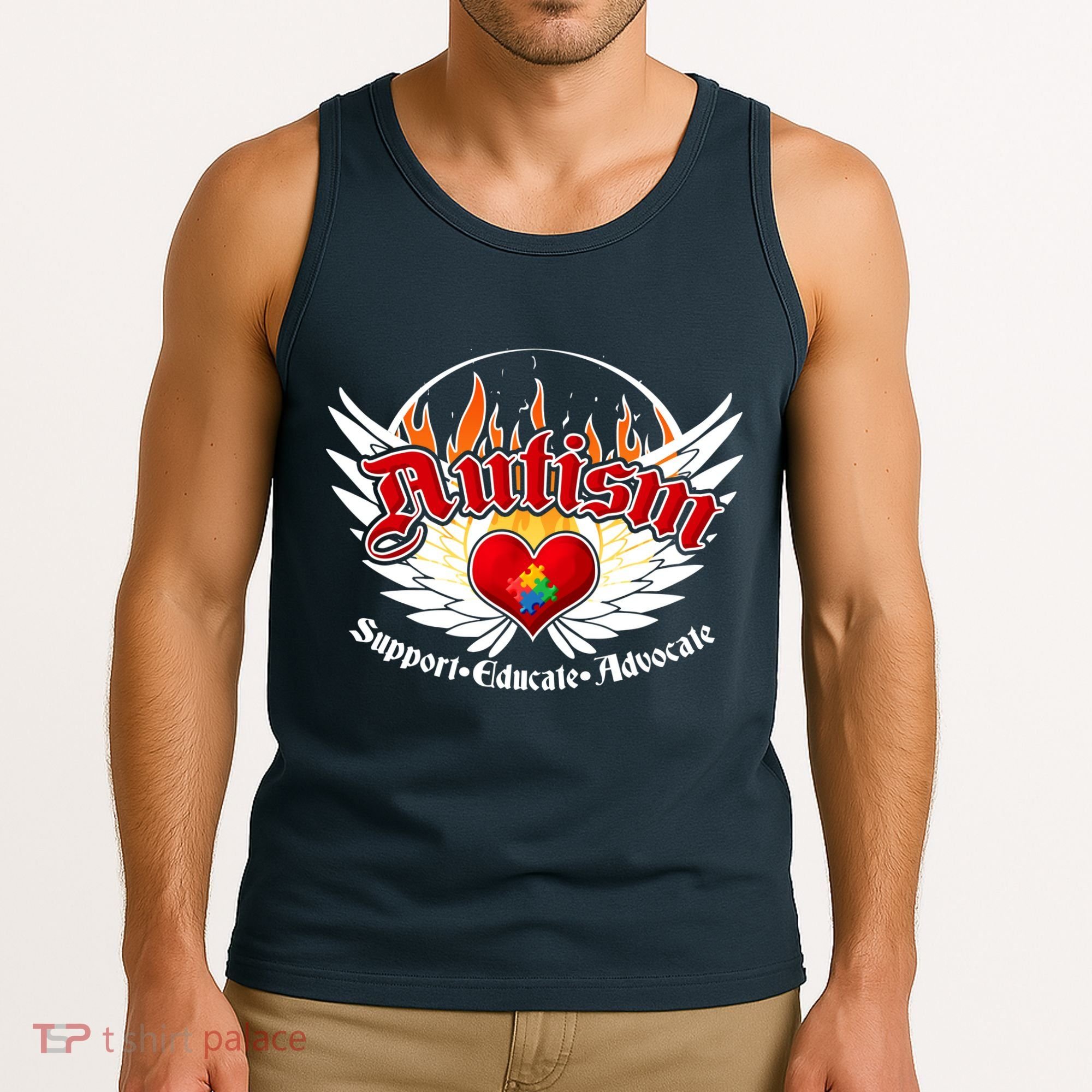 Support Educate Advocate - Autism Flames Tank Top