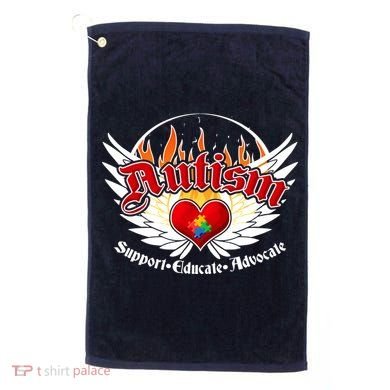 Support Educate Advocate - Autism Flames Golf Towel