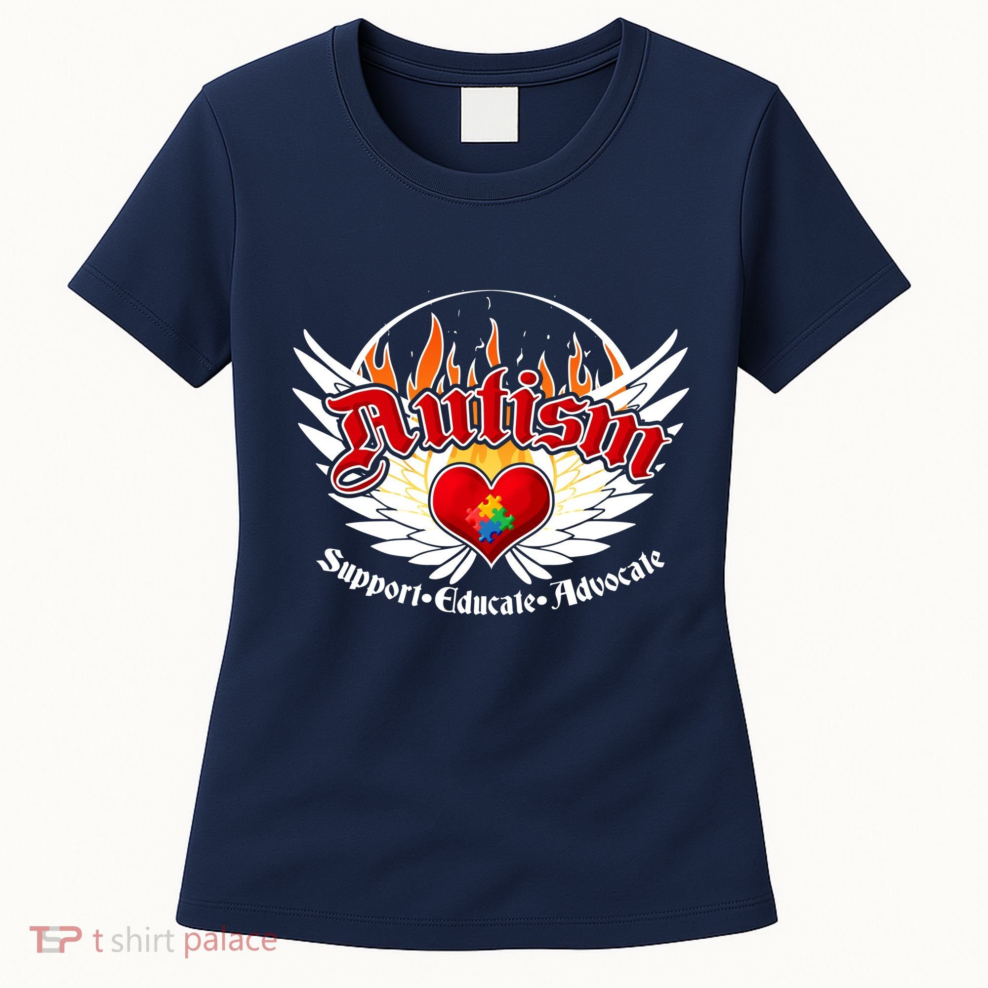 Support Educate Advocate - Autism Flames Women's T-Shirt