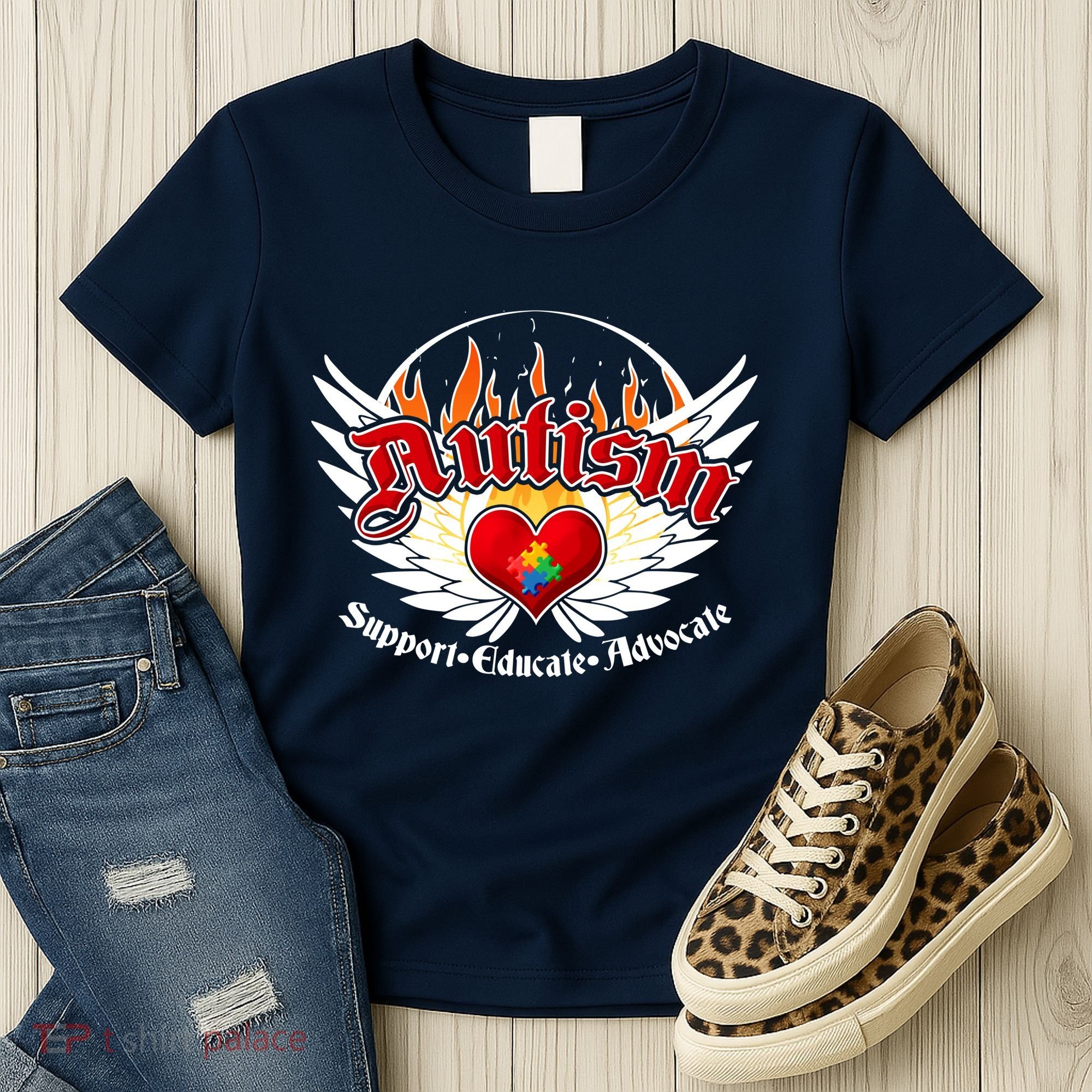 Support Educate Advocate - Autism Flames Women's T-Shirt