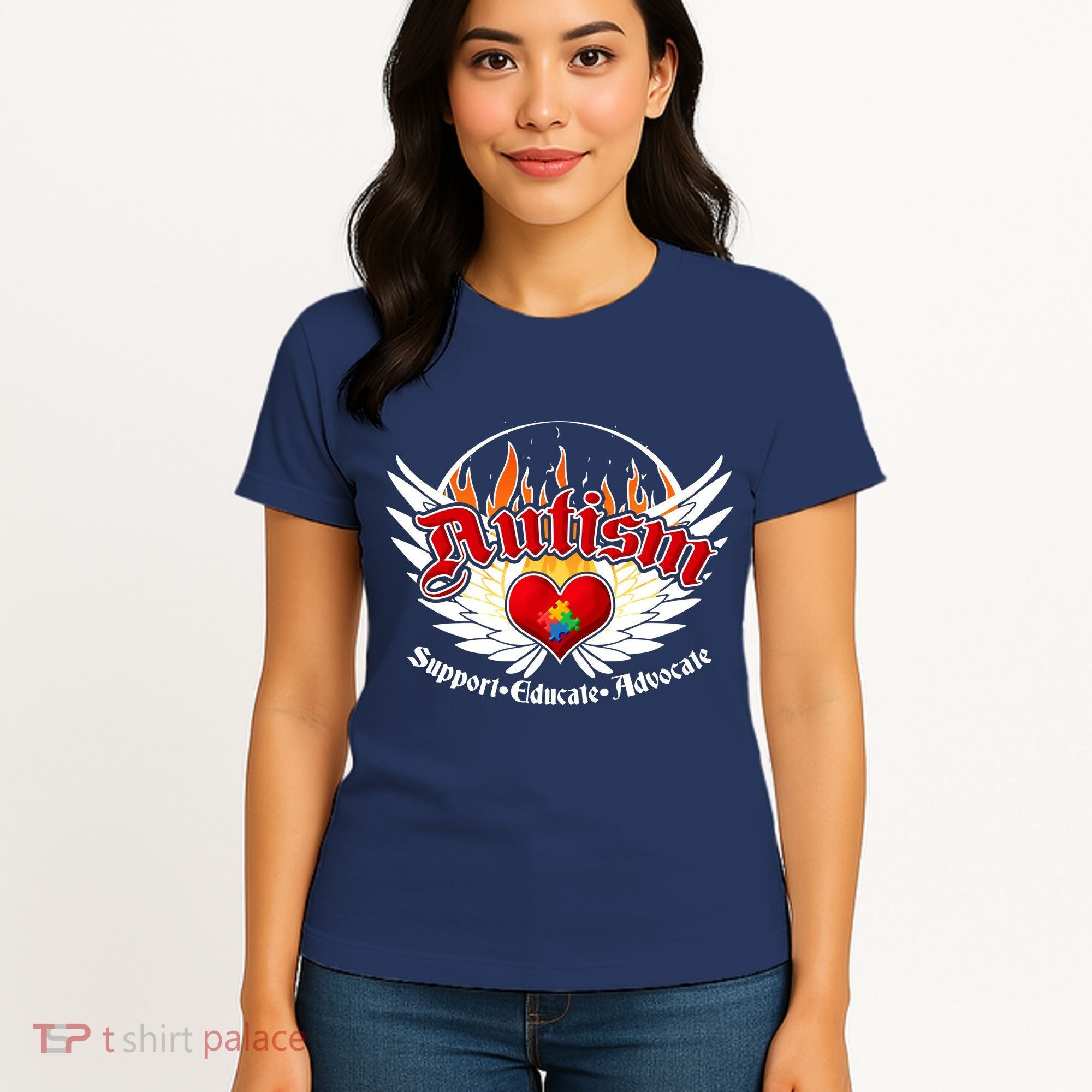 Support Educate Advocate - Autism Flames Women's T-Shirt