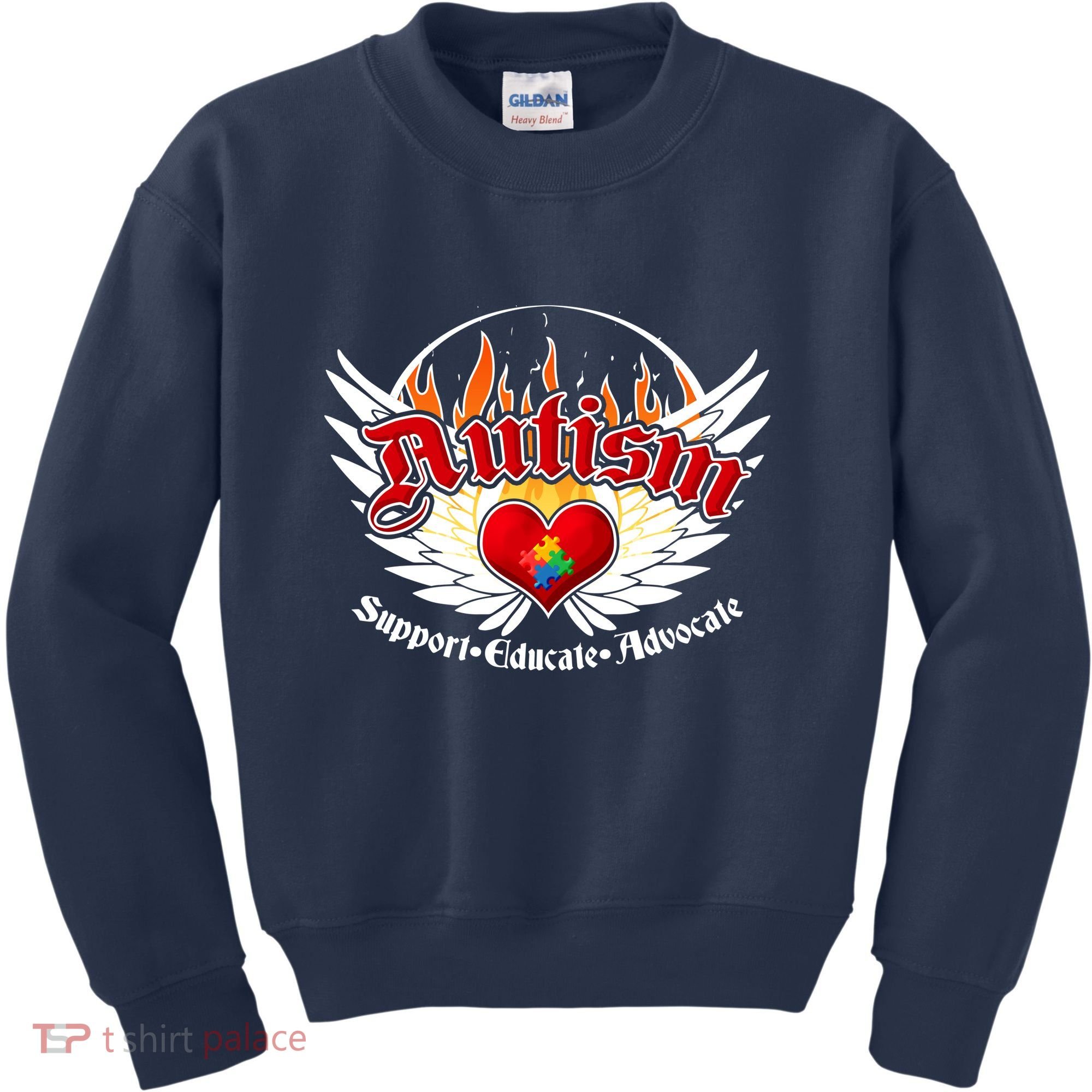 Support Educate Advocate - Autism Flames Kids Sweatshirt