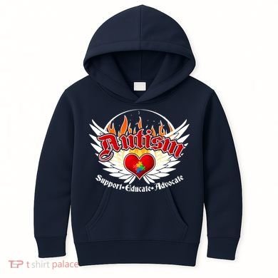 Support Educate Advocate - Autism Flames Kids Hoodie