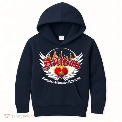 Support Educate Advocate - Autism Flames Kids Hoodie