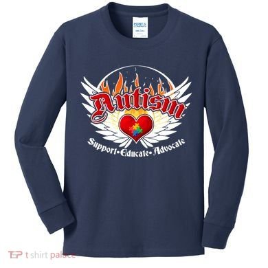 Support Educate Advocate - Autism Flames Kids Long Sleeve Shirt