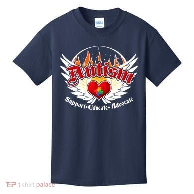 Support Educate Advocate - Autism Flames Kids T-Shirt