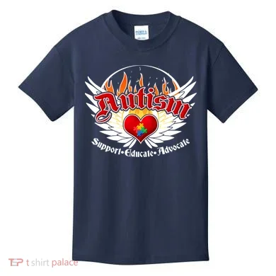 Support Educate Advocate - Autism Flames Kids T-Shirt