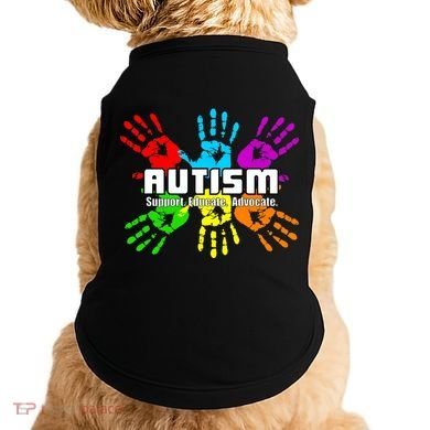 Support Educate Advocate Autism Handprint Doggie Tank