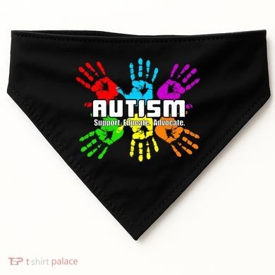 Support Educate Advocate Autism Handprint USA-Made Doggie Bandana