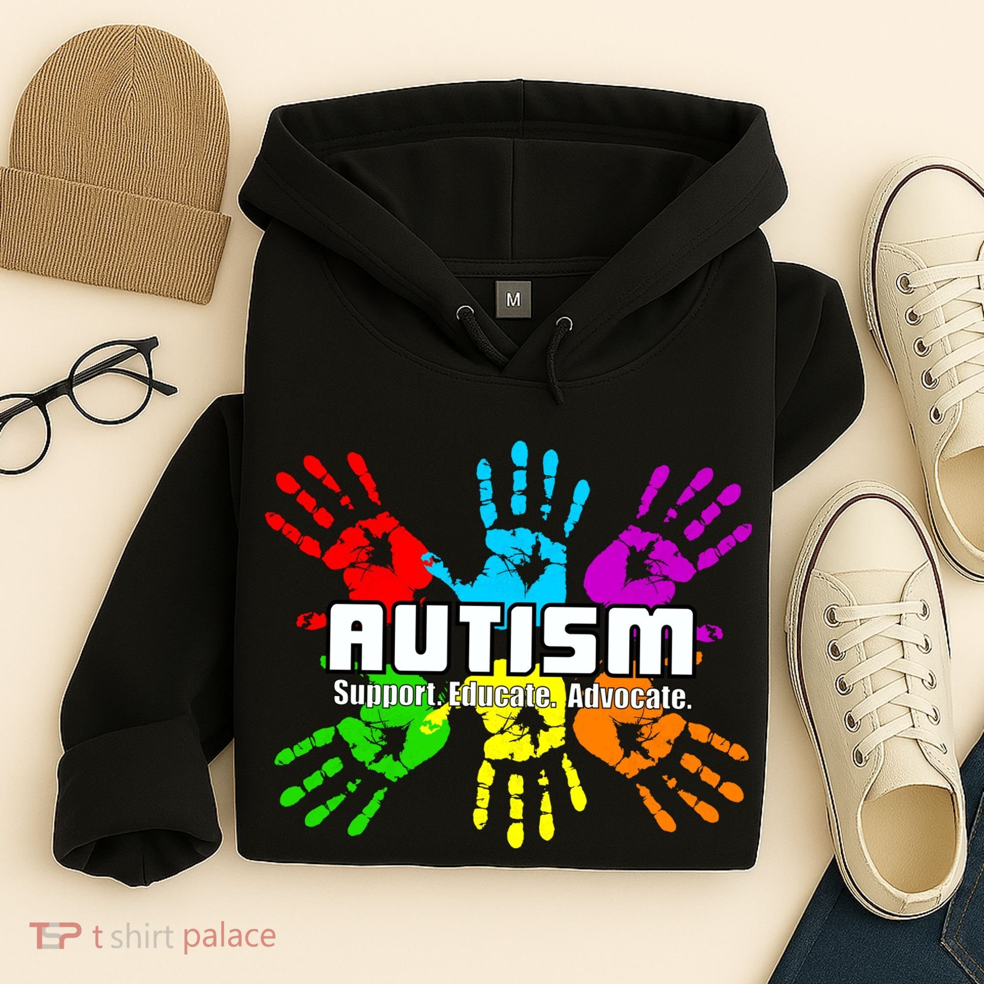 Support Educate Advocate Autism Handprint Hoodie