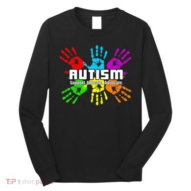 Support Educate Advocate Autism Handprint Long Sleeve Shirt