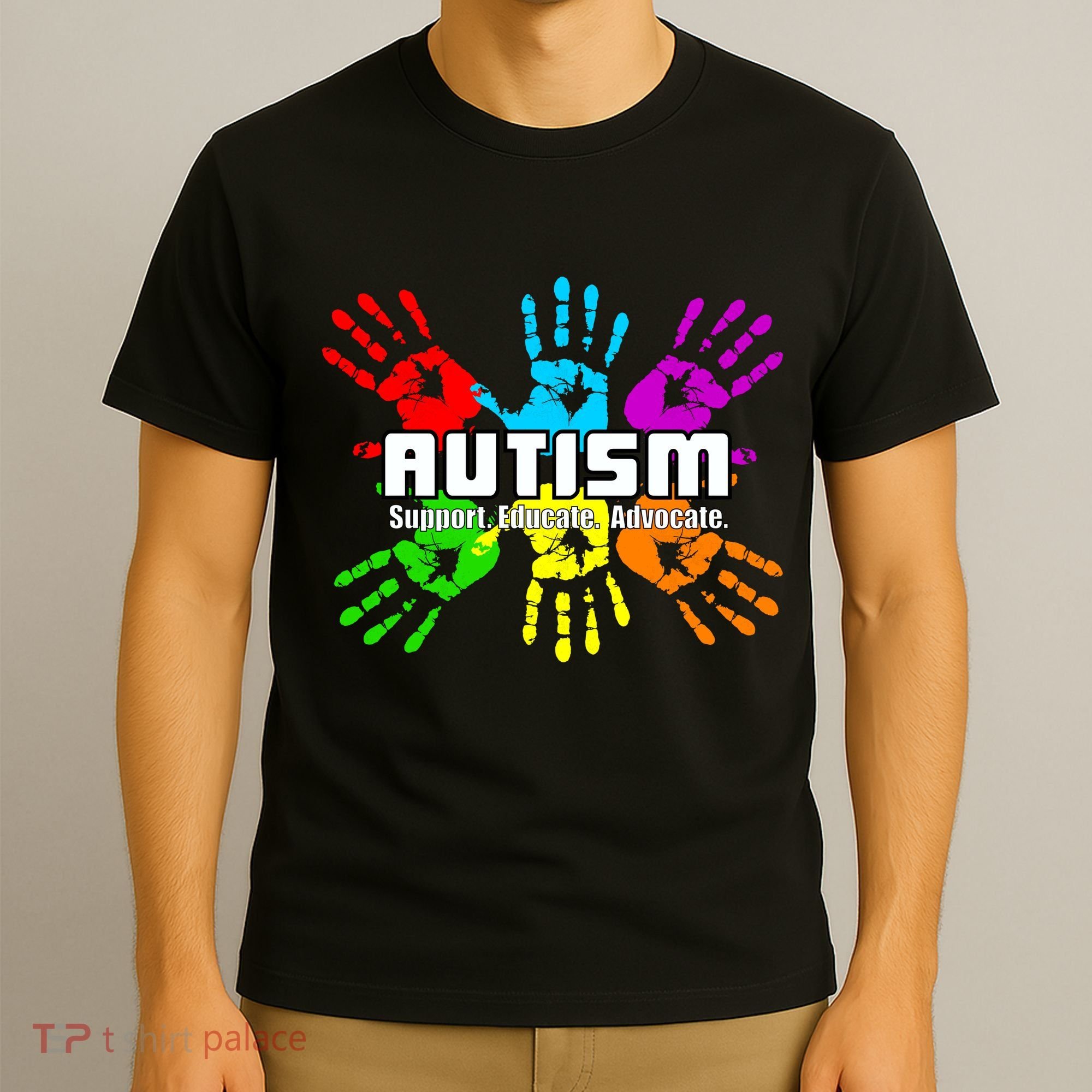Support Educate Advocate Autism Handprint T-Shirt