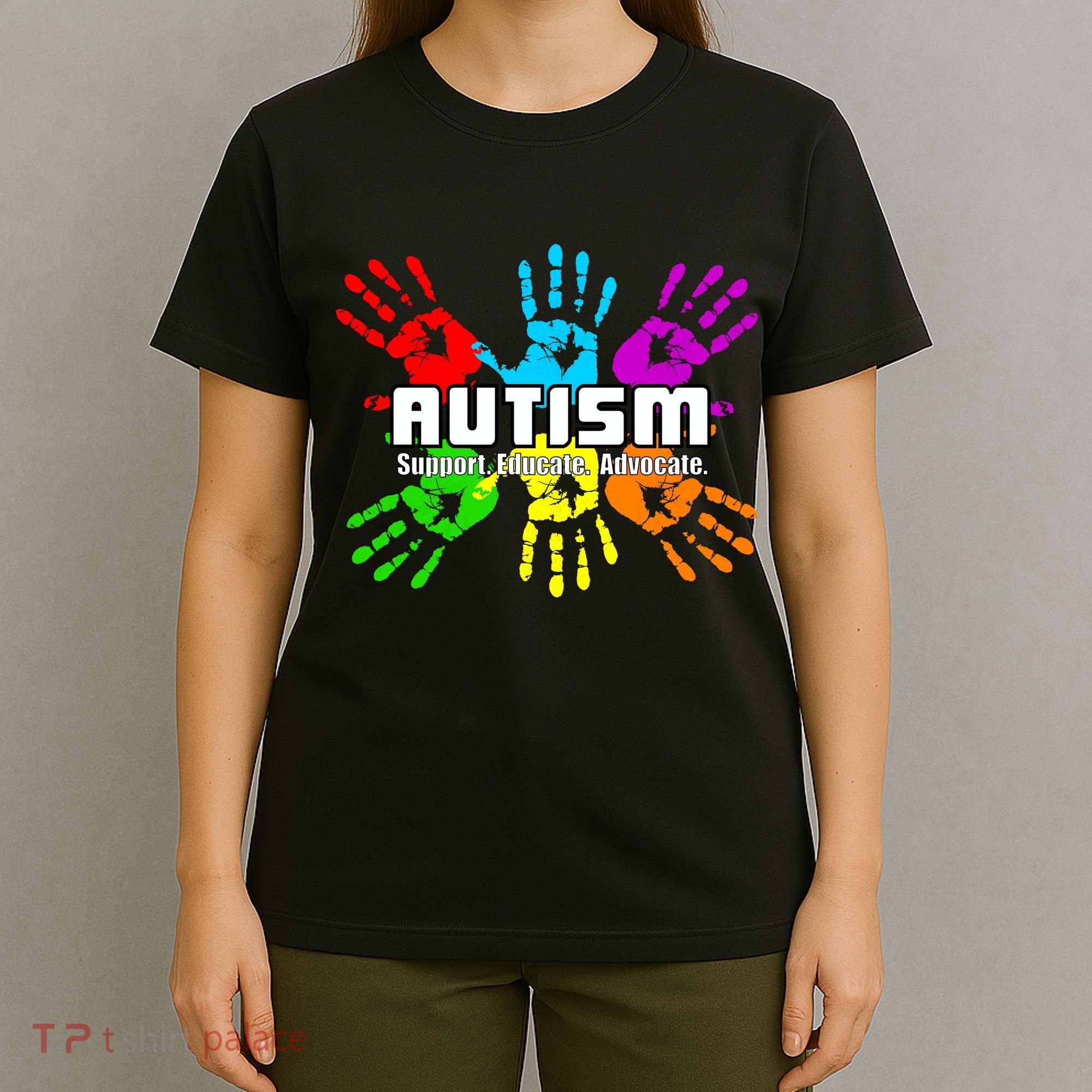 Support Educate Advocate Autism Handprint T-Shirt