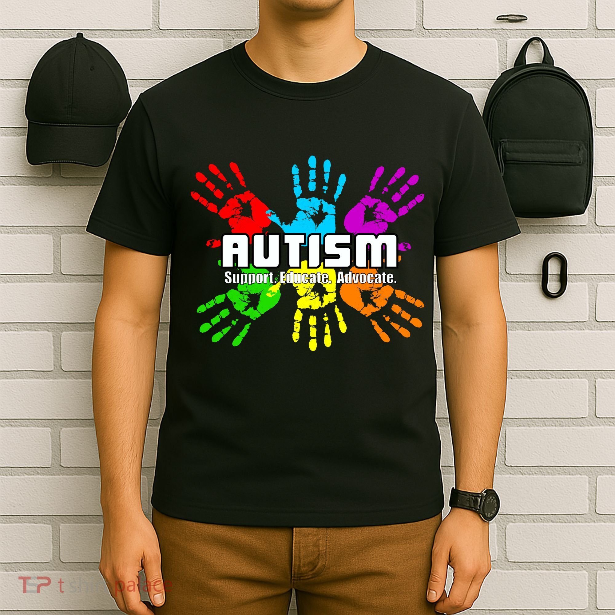 Support Educate Advocate Autism Handprint T-Shirt