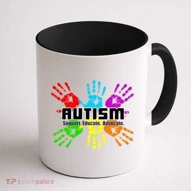 Support Educate Advocate Autism Handprint Coffee Mug back