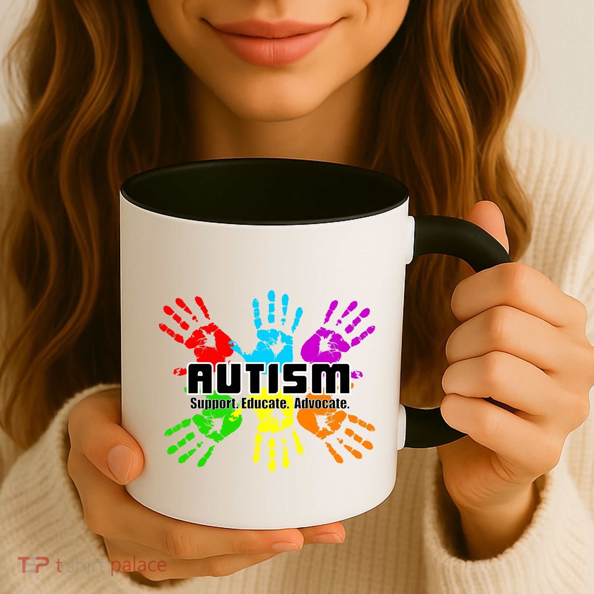 Support Educate Advocate Autism Handprint Coffee Mug