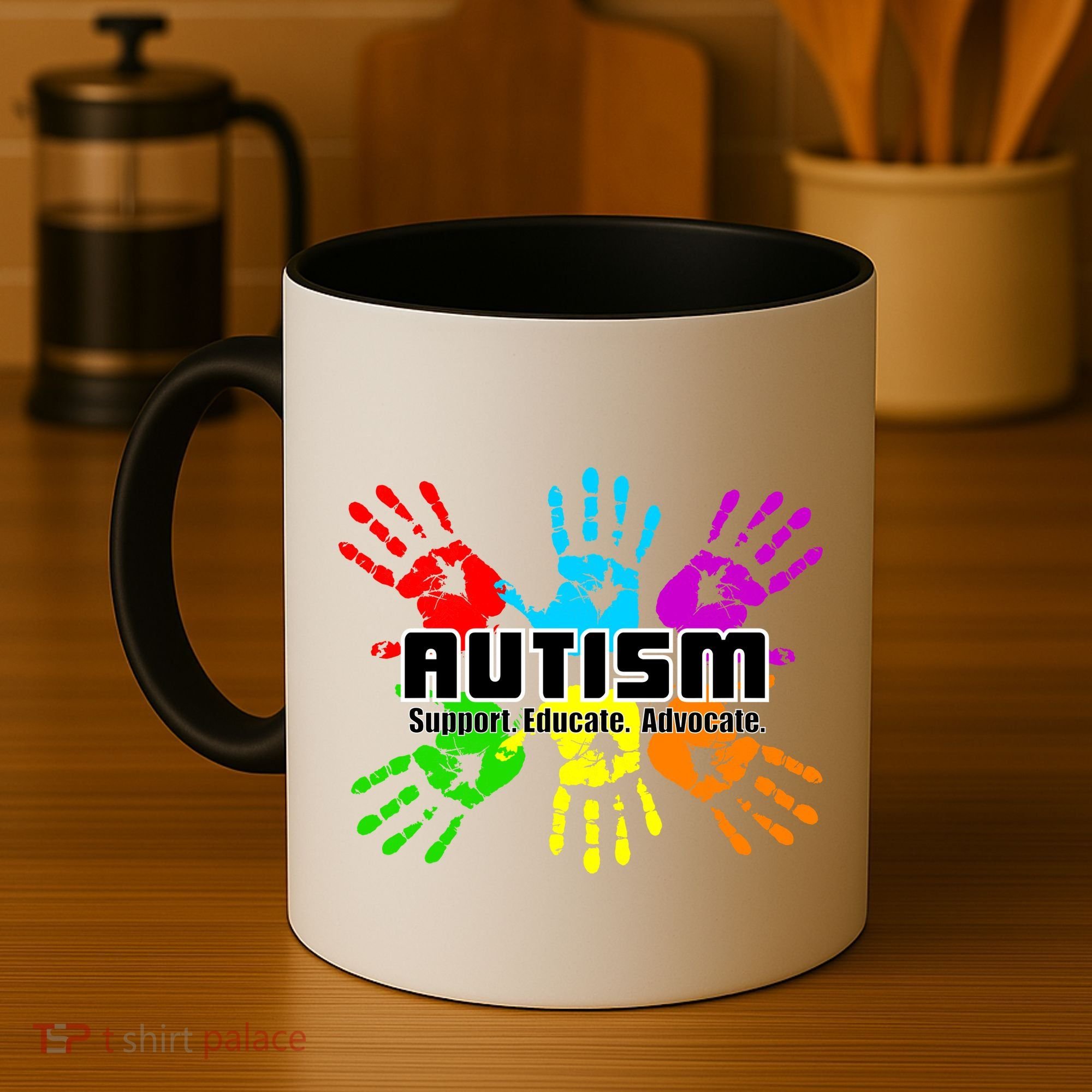 Support Educate Advocate Autism Handprint Coffee Mug