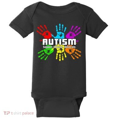 Support Educate Advocate Autism Handprint Baby Bodysuit