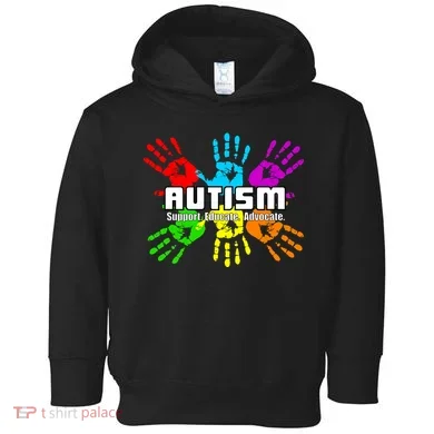 Support Educate Advocate Autism Handprint Toddler Hoodie
