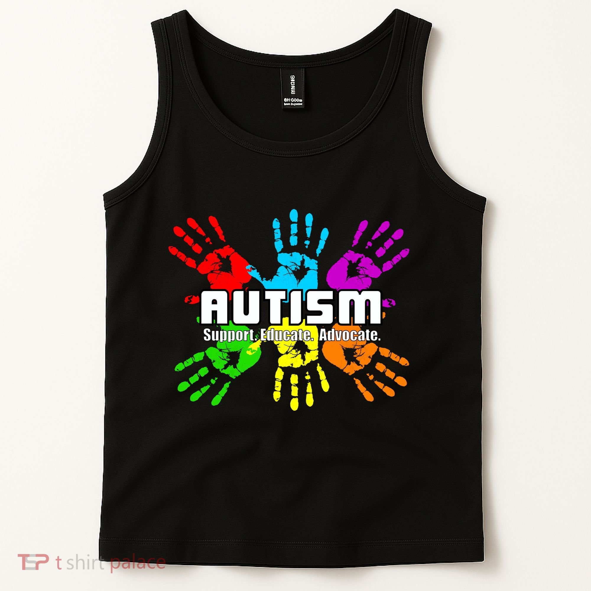 Support Educate Advocate Autism Handprint Tank Top