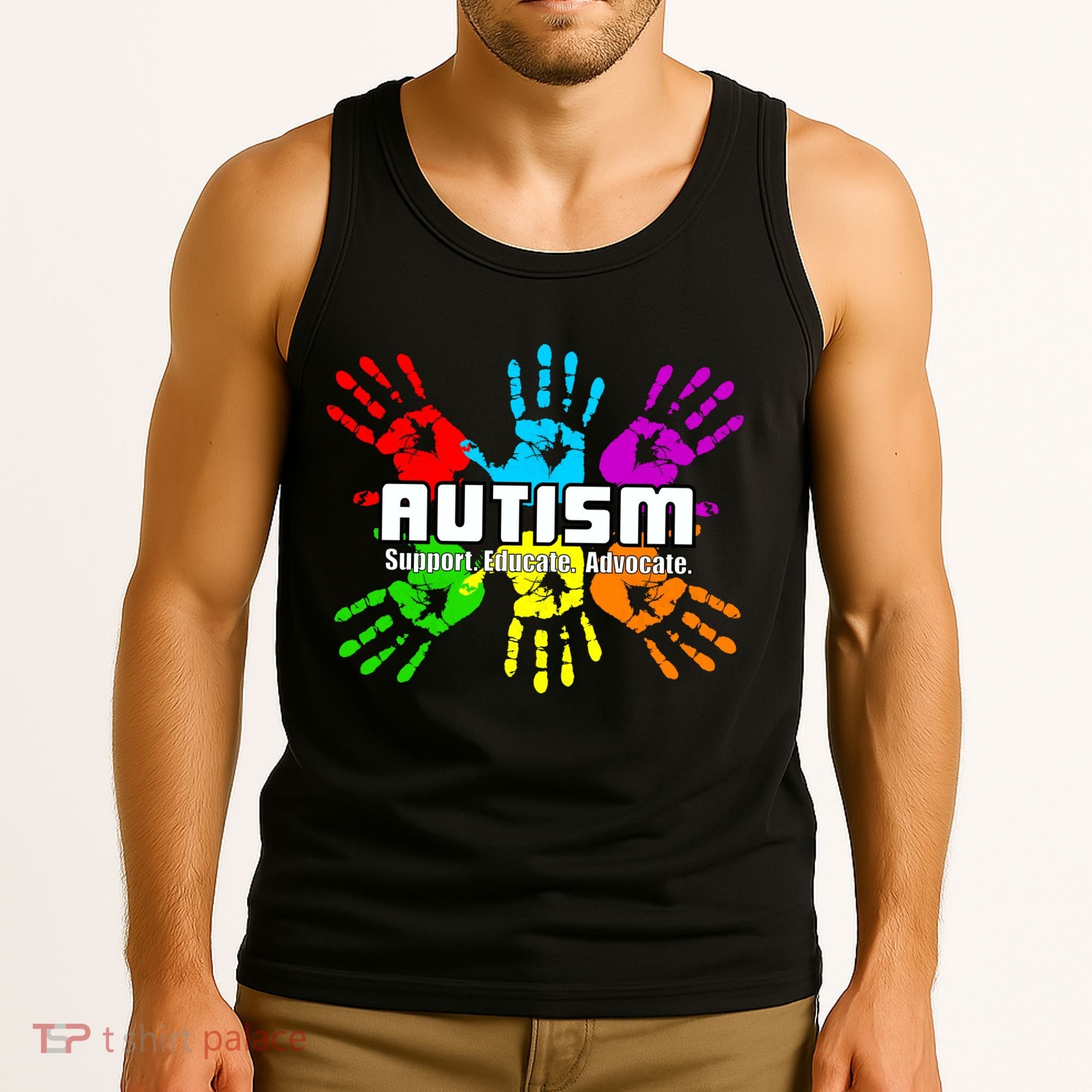 Support Educate Advocate Autism Handprint Tank Top