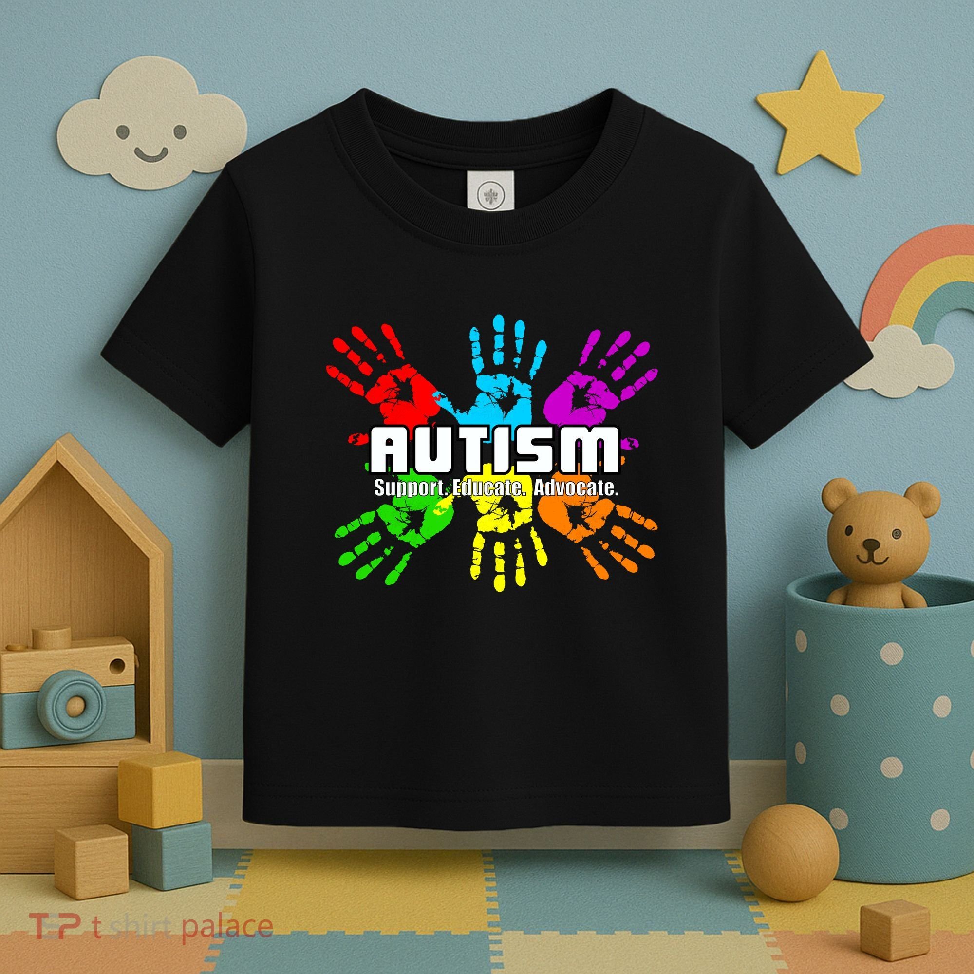 Support Educate Advocate Autism Handprint Toddler T-Shirt
