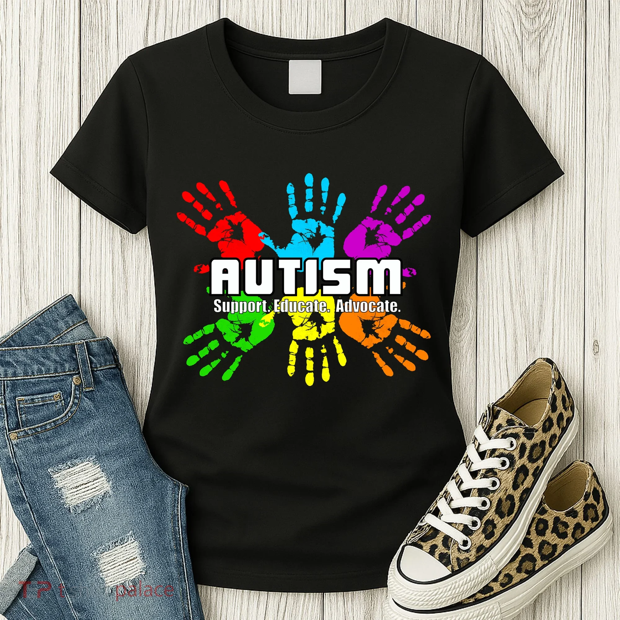 Support Educate Advocate Autism Handprint Women's T-Shirt